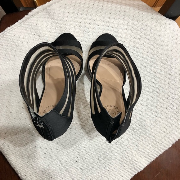 Black, back zip heels.  3” heels - Picture 7 of 7